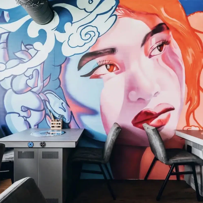 Asian portrait mural BatArtworks