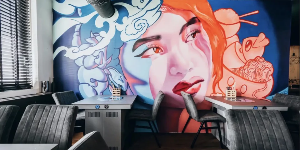 Asian portrait mural BatArtworks