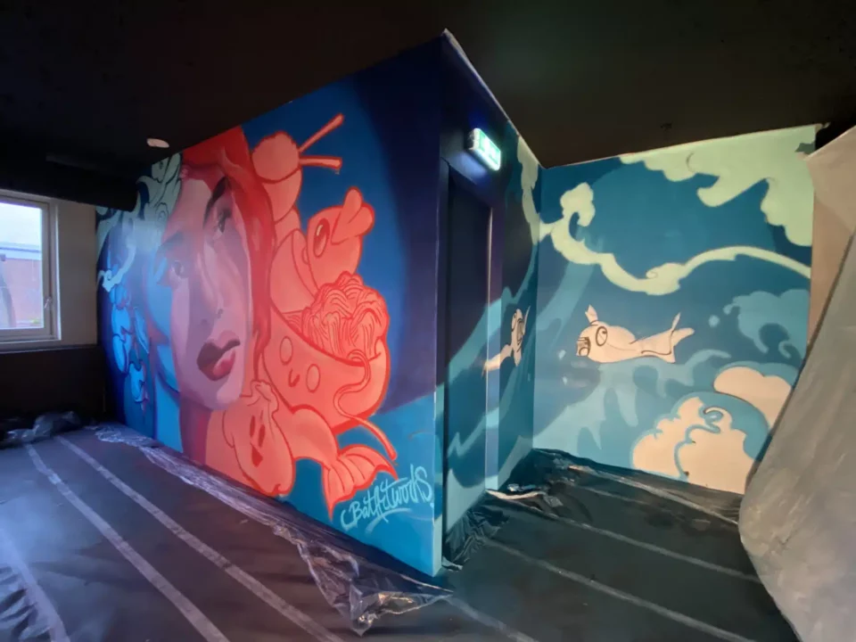 Asian portrait mural BatArtworks