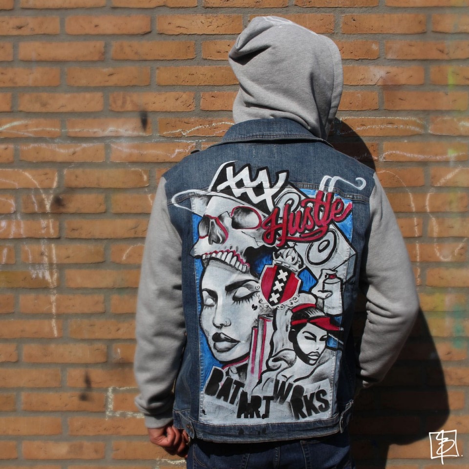 Denim handpainted