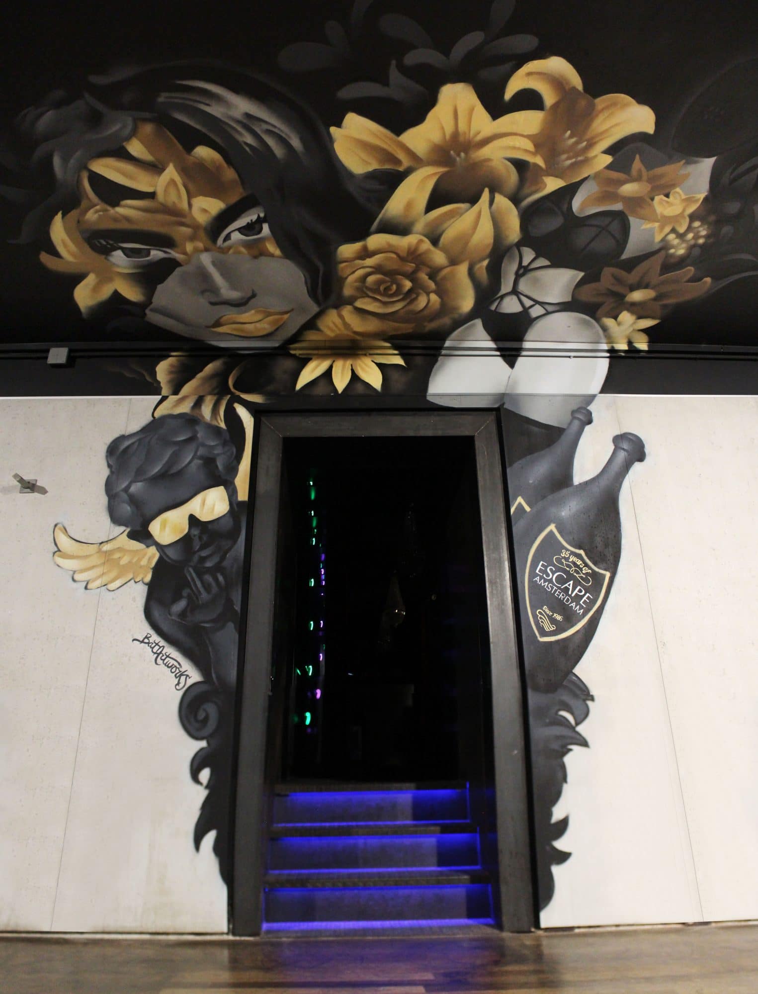 Plafondschildering Escape Amsterdam mural VIP ingang