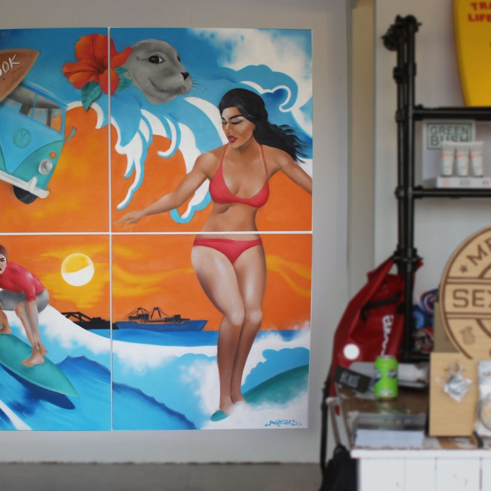 Art panelen surfshop The Hook
