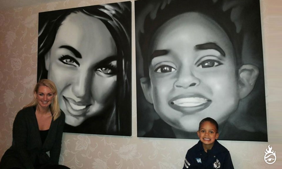 Graffiti portraits Mother & child