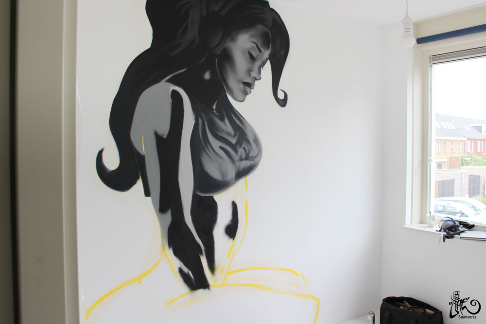Bedroom mural Curvy girl BatArtworks