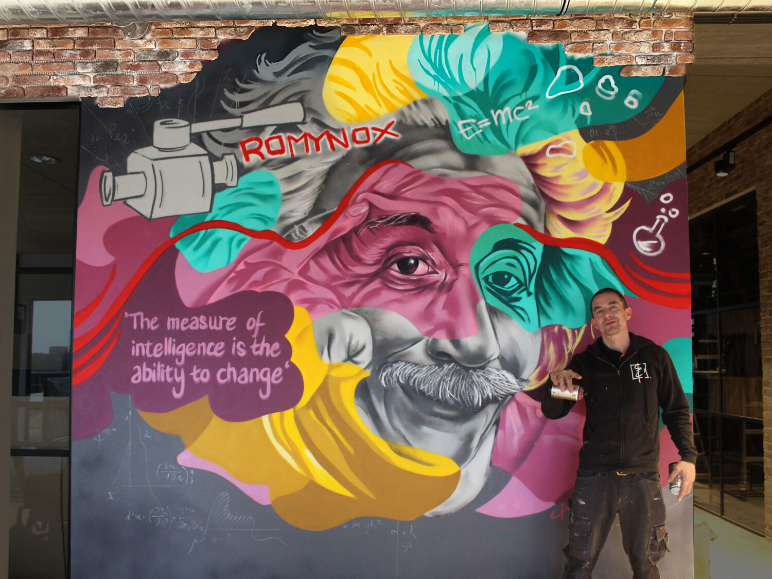 Branding walls Einstein graffiti Romynox