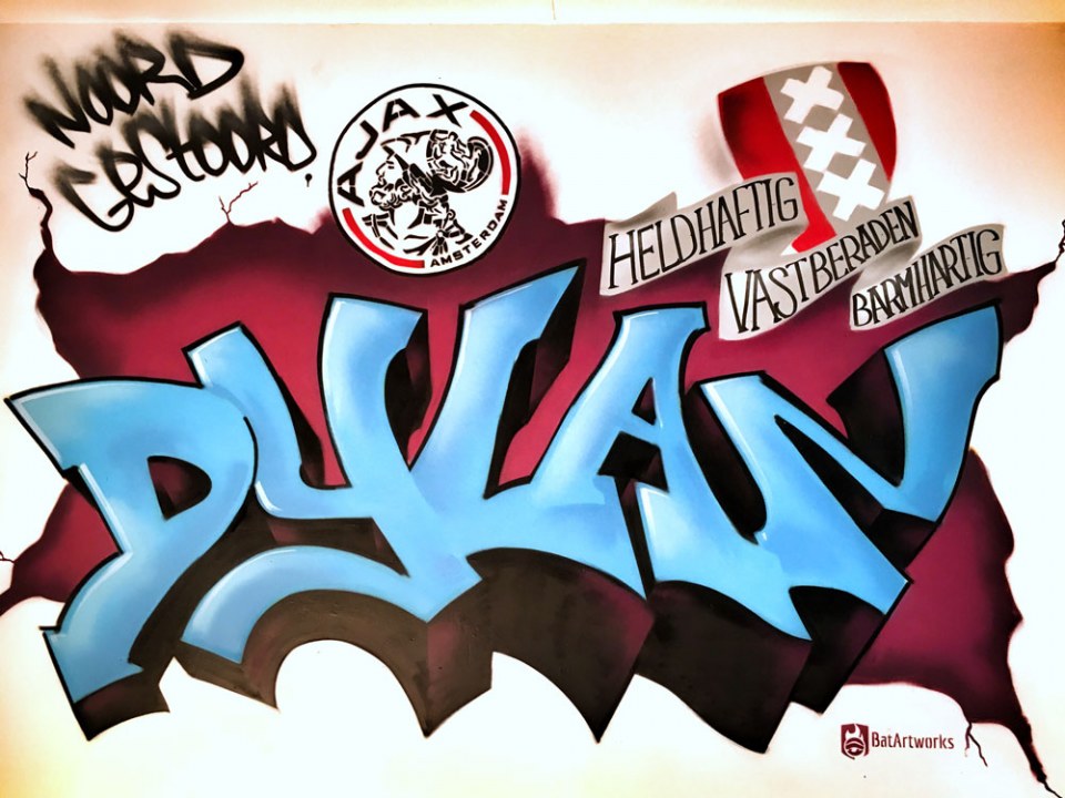 Graffiti kinderkamer Ajax