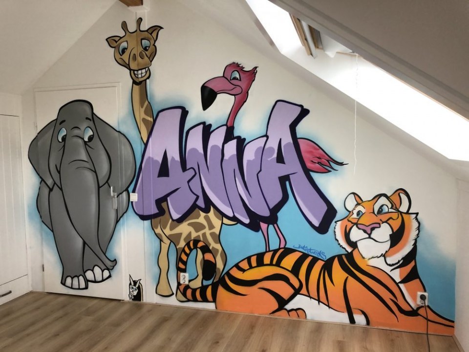 Graffiti kinderkamer dieren