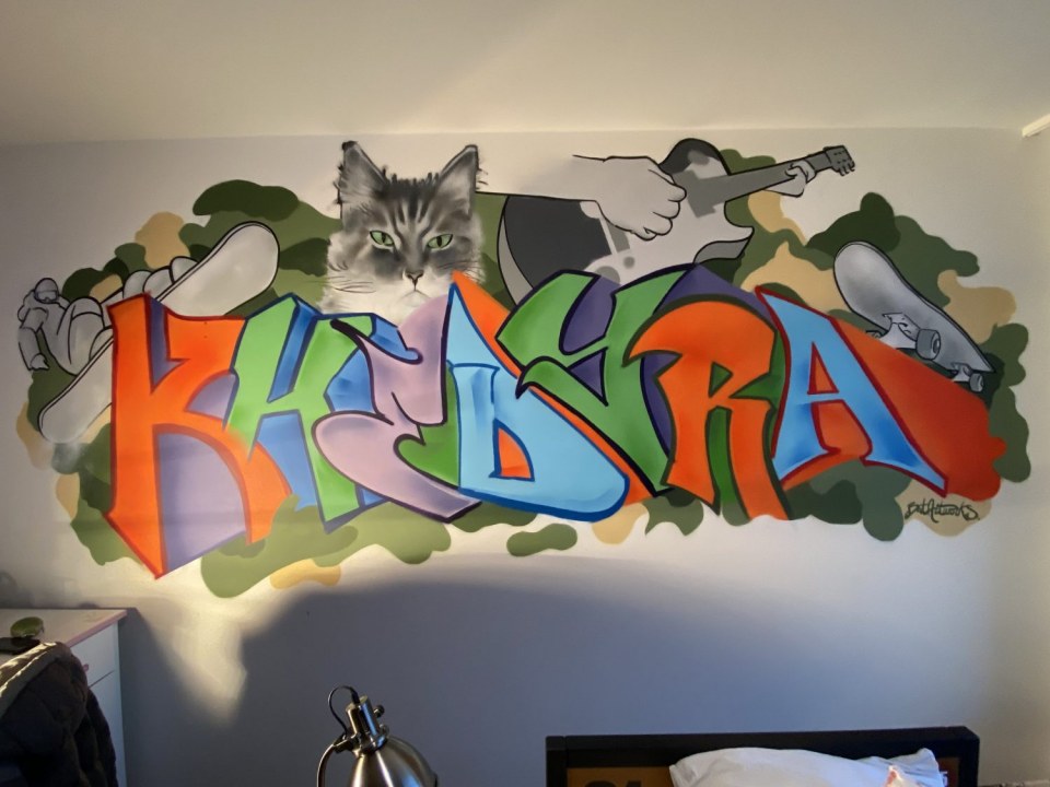 Graffiti kinderkamer skating snowboarding