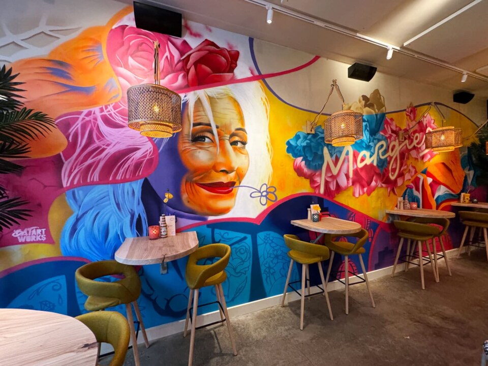 Graffiti muurschildering Margie's streetkitchen & bar