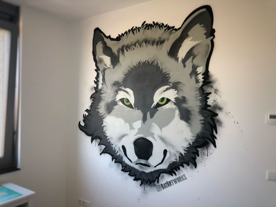 graffiti wolf kinderkamer