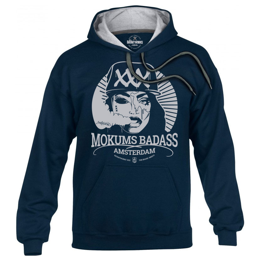 Hoodie Mokums Badass Dark blue/light grey