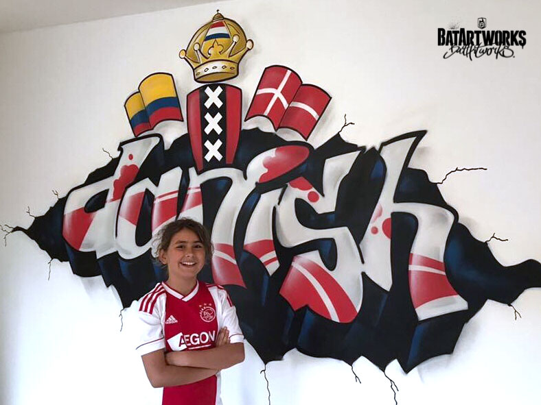 Kinderkamer muurschildering graffiti