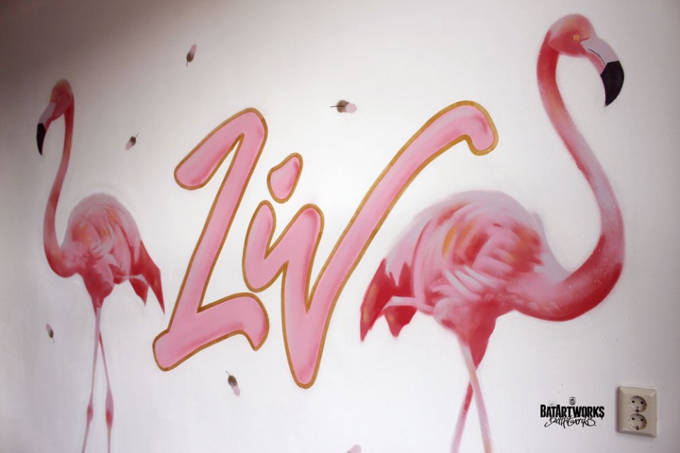 Kinderkamer schildering Flamingo