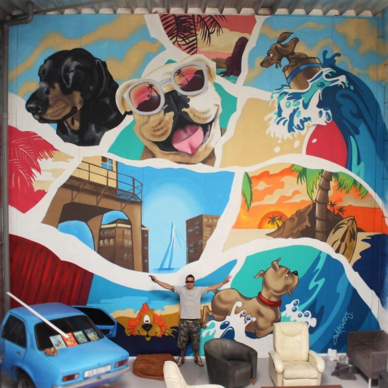 Mural Holiday Dogs 50m2 - BatArtworks