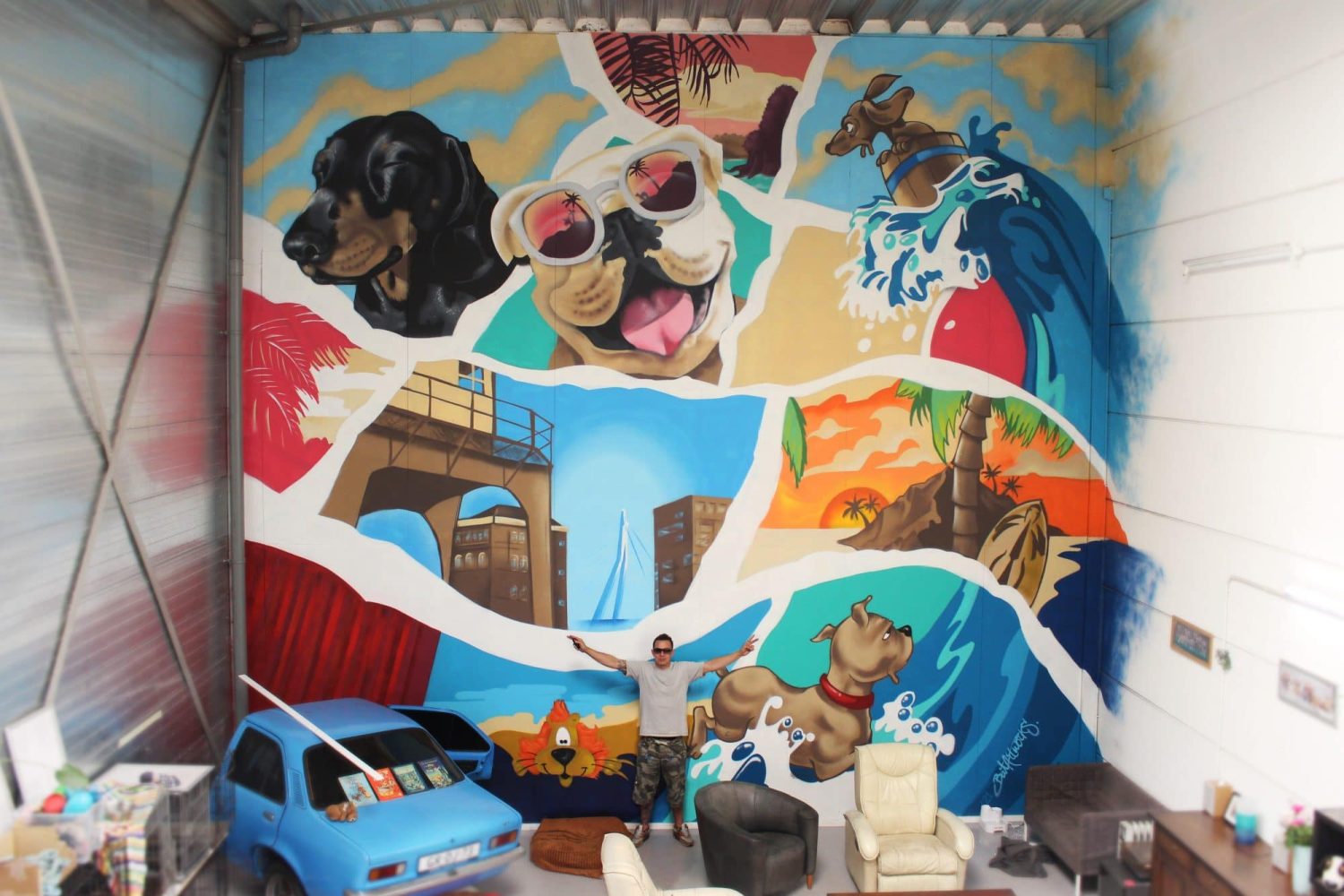 Mural Holiday Dogs 50m2 - BatArtworks