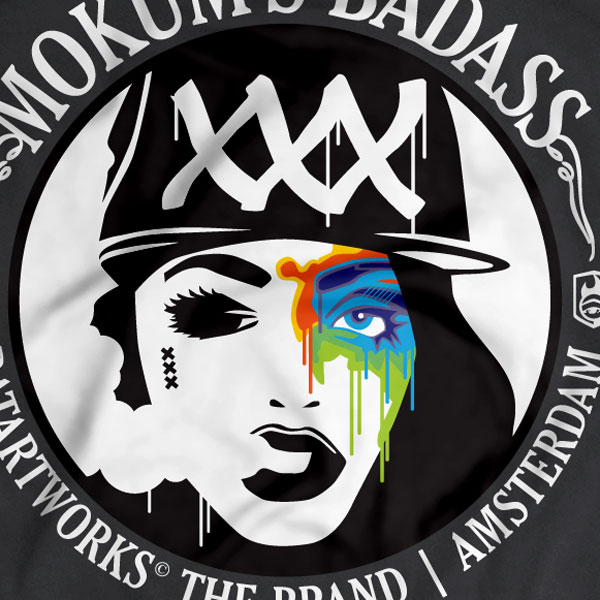 Mokum Badass t shirt Batartworks zwart detail